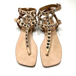 JEFFREY CAMPBELL Silver Studded Leather Gladiator Sandal